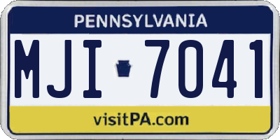 PA license plate MJI7041