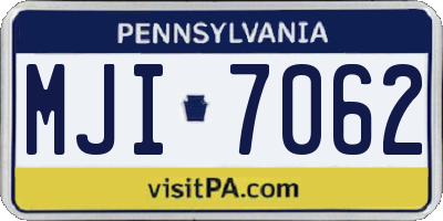 PA license plate MJI7062
