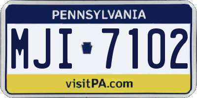 PA license plate MJI7102