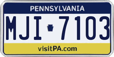 PA license plate MJI7103