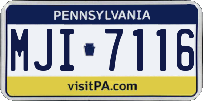 PA license plate MJI7116