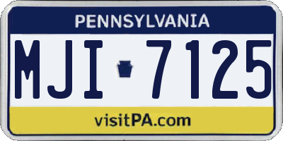PA license plate MJI7125