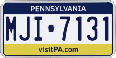 PA license plate MJI7131