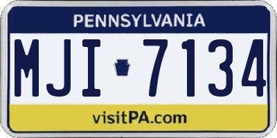 PA license plate MJI7134
