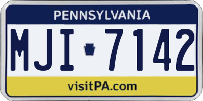 PA license plate MJI7142