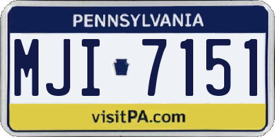 PA license plate MJI7151