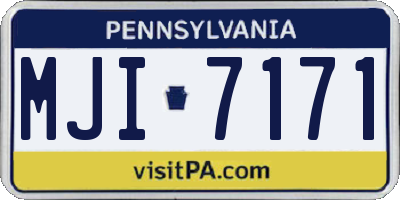 PA license plate MJI7171
