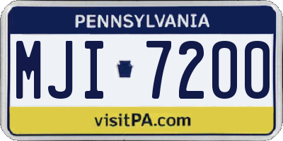 PA license plate MJI7200