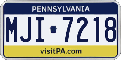 PA license plate MJI7218