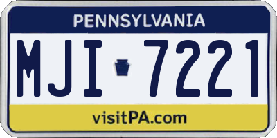 PA license plate MJI7221