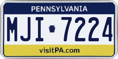 PA license plate MJI7224