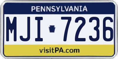 PA license plate MJI7236
