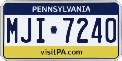 PA license plate MJI7240