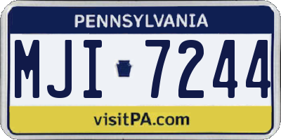 PA license plate MJI7244