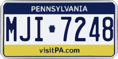 PA license plate MJI7248