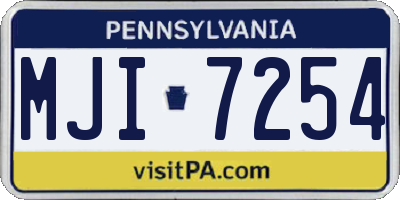 PA license plate MJI7254