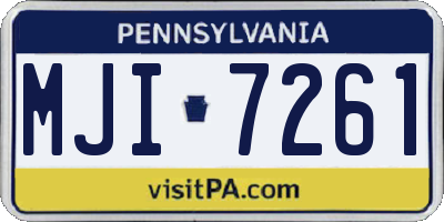 PA license plate MJI7261