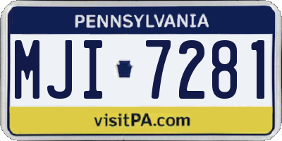 PA license plate MJI7281