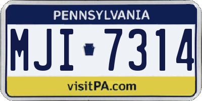 PA license plate MJI7314