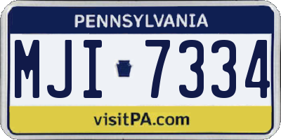 PA license plate MJI7334