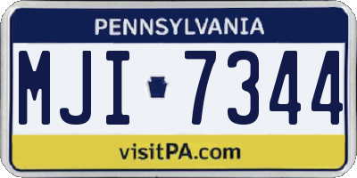 PA license plate MJI7344