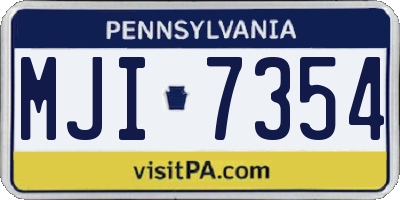 PA license plate MJI7354