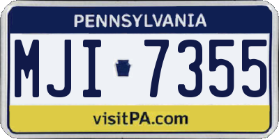 PA license plate MJI7355