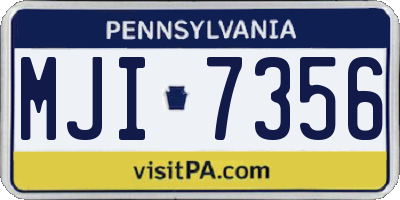PA license plate MJI7356