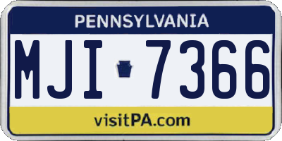PA license plate MJI7366