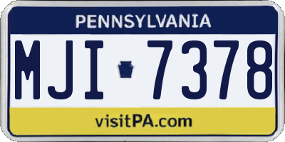 PA license plate MJI7378