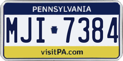 PA license plate MJI7384
