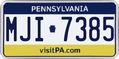 PA license plate MJI7385