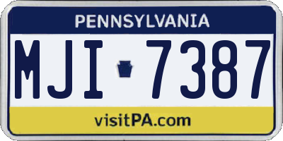 PA license plate MJI7387