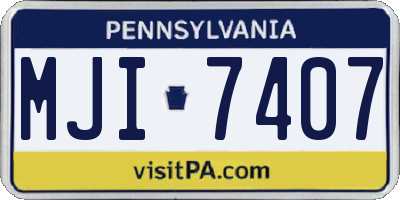 PA license plate MJI7407