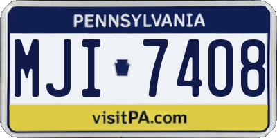 PA license plate MJI7408