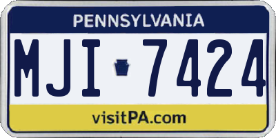 PA license plate MJI7424