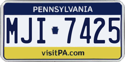 PA license plate MJI7425