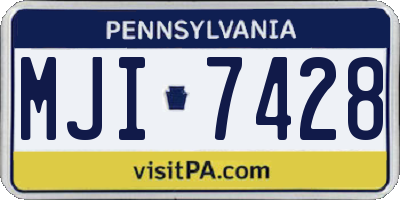 PA license plate MJI7428