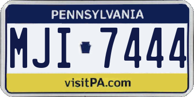 PA license plate MJI7444