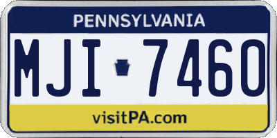 PA license plate MJI7460