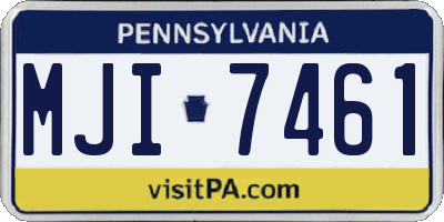 PA license plate MJI7461