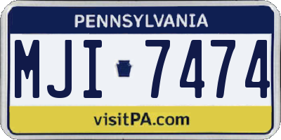 PA license plate MJI7474