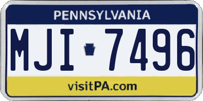 PA license plate MJI7496