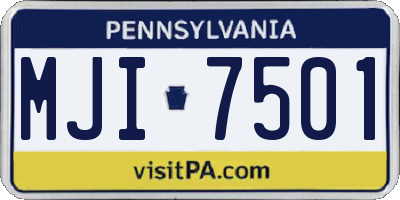 PA license plate MJI7501