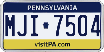 PA license plate MJI7504