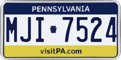 PA license plate MJI7524