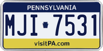 PA license plate MJI7531