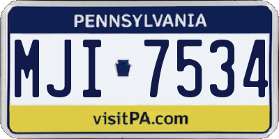 PA license plate MJI7534