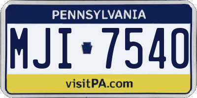 PA license plate MJI7540