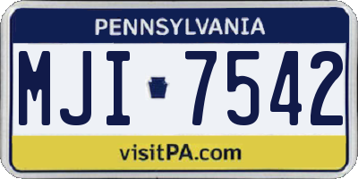 PA license plate MJI7542